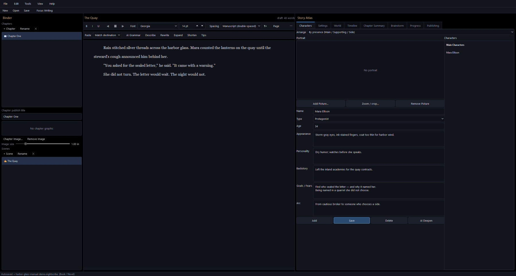 Nightscribe three-column workspace