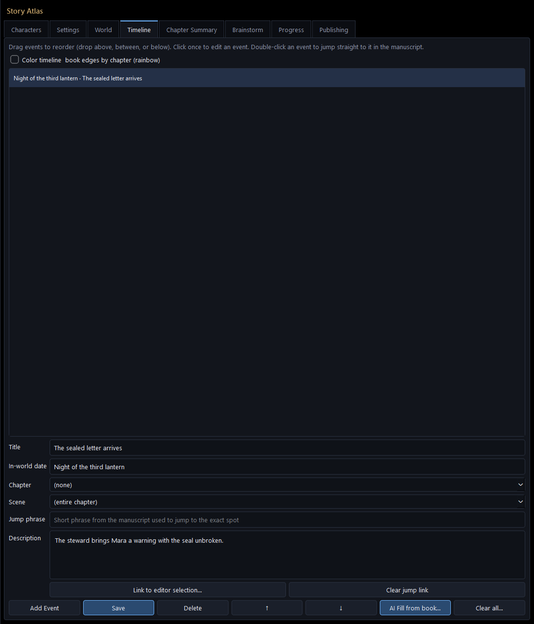 Timeline in Story Atlas